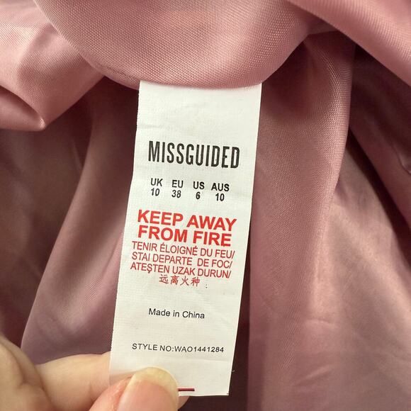 Missguided Faux-suede Moto Biker Jacket Size 6 Dusty Pink - Picture 8 of 9